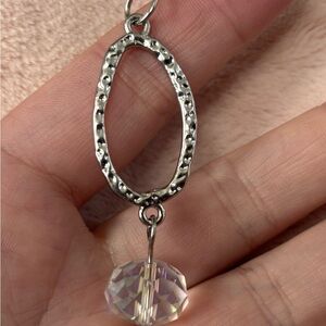 Crystal silver pendant sterling silver  chain necklace